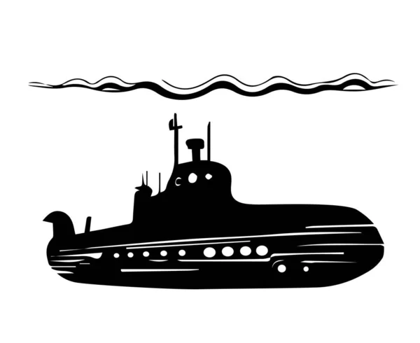 Stock vector Cartoon silhouette of a submarine. Vector illustration