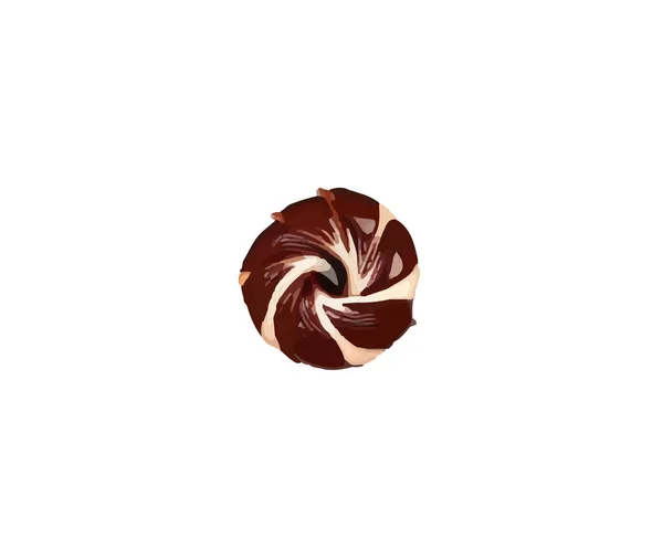 Rajzfilm Csokoládé Cupcake Elszigetelt Fehér Háttérrel Vektorillusztráció — Stock Vector