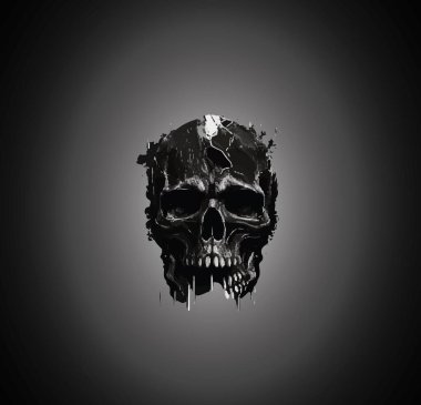 Karanlık bir arka planda bir kafatasının soyut görüntüsü. Vektör illüstrasyonu