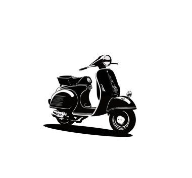 Beyaz arka planda çizgi film motosikleti. Vektör illüstrasyonu