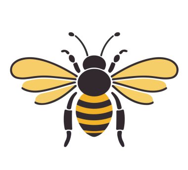 Beyaz arka planda çizgi film arısı yansıması. Vektör illüstrasyonu, arkaplan için baskı, kumaş, kağıt, duvar kağıdı, ambalaj.