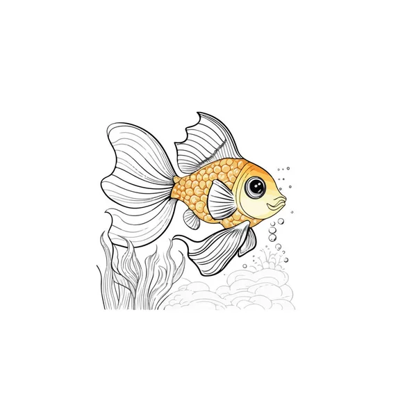 Tecknad Dragen Fisk Vit Bakgrund Vektorillustration — Stock vektor