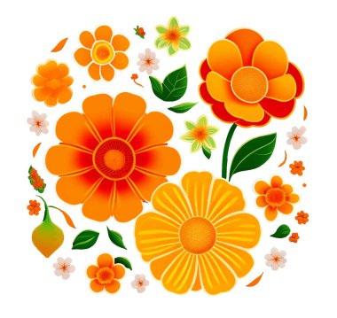 Beyaz arka planda izole edilmiş çiçek etiketleri. Yazdırma için vektör illüstrasyonu