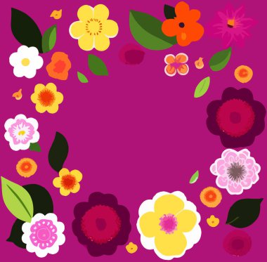 Pembe arka planda bir dizi çiçek etiketi. Yazdırma için vektör illüstrasyonu