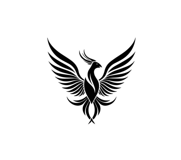 Phoenix kuş logo vektör illüstrasyonu, modern siyah-beyaz tarzı