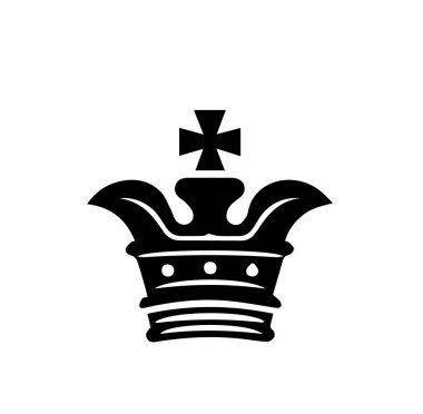 Beyaz arka planda siyah taç. Logo için düz vektör çizimi