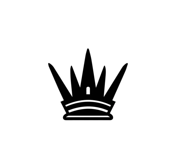 Corona Negra Sobre Fondo Blanco Ilustración Vector Plano Para Logo — Vector de stock