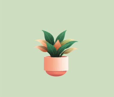 Minimalist tarzda bitkili bir tencerenin vektör illüstrasyonu