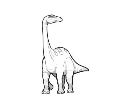 Renklendirme ve yazdırma için bir brachiosaurus 'un siyah ve beyaz vektör çizimi