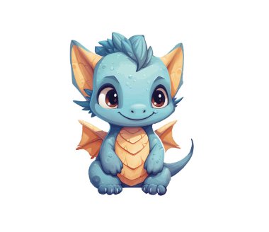 İzole bir arka planda çizgi film ejderhası. Logo biçimi vektör çizimi