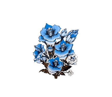 Beyaz arka planda bir demet menekşe. Vektör illüstrasyonu