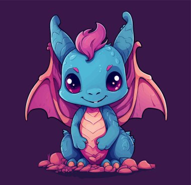 Gülümseyen çizgi film ejderhası. Vektör illüstrasyonu izole edildi