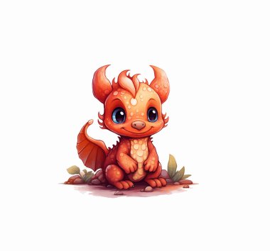 Gülümseyen çizgi film ejderhası. Vektör illüstrasyonu izole edildi