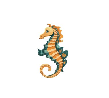 Çizgi film denizatının vektör illüstrasyonu beyaz arkaplanda izole edildi