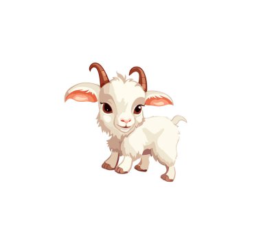 Beyaz arka planda izole edilmiş çizgi film keçisi. Vektör illüstrasyonu