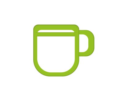 Sıcak içecekler için yeşil kupa ikonu. Vektör illüstrasyonu