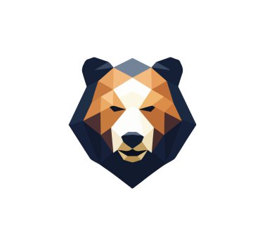 Mozaik renkli uçaklarla bir ayı portresinin vektör çizimi