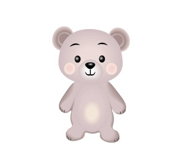 Beyaz arka planda izole edilmiş çizgi film ayıcığının vektör çizimi