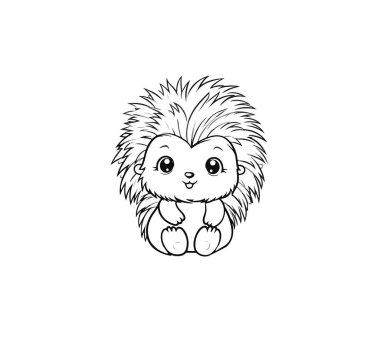 Beyaz arka planda çizgi film kirpisi. Vektör illüstrasyonu