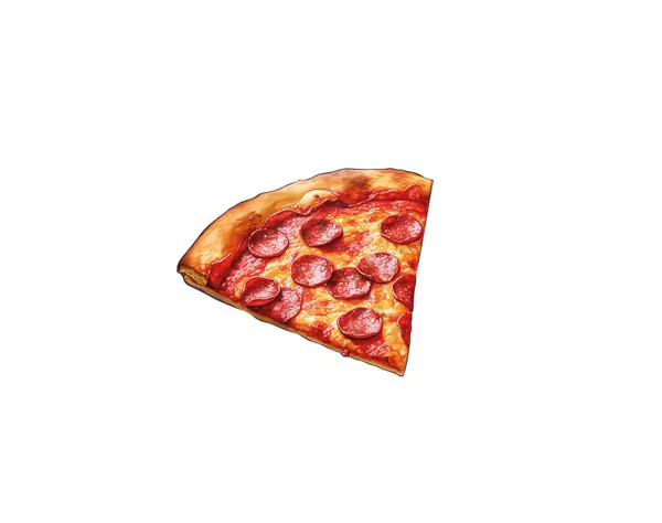 Beyaz arka planda izole edilmiş çizgi film pizzasının vektör çizimi
