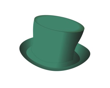 Beyaz arkaplanda yeşil renkli şapkanın vektör illüstrasyonu izole edildi