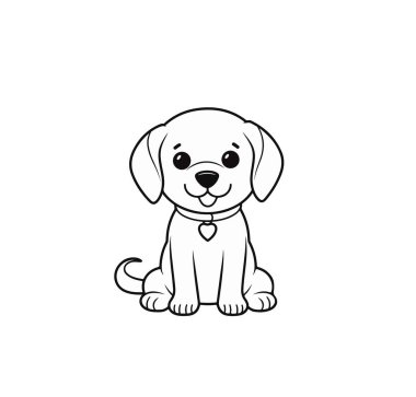 Beyaz arka planda bir yavru köpeğin vektör çizimi