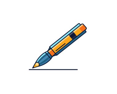 Beyaz arkaplanda izole edilmiş karikatür yazma kaleminin vektör çizimi