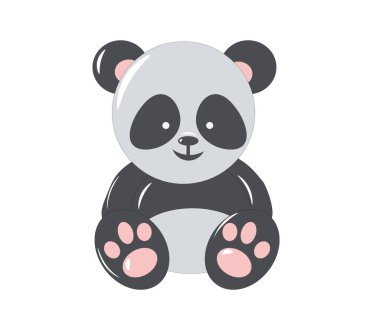 Çizgi film pandasının gri renkli vektör çizimi