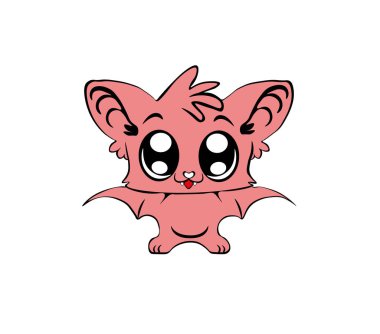 Çizgi film yarasasının vektör çizimi beyaz arkaplanda izole edildi