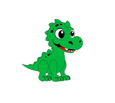 Beyaz arka planda yeşil çizgi film ejderhası. Vektör illüstrasyonu