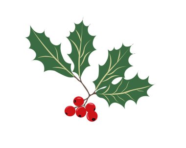 Beyaz arkaplanda yeşillikleri olan bir çizgi film rowan ağacının vektör çizimi