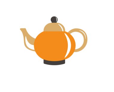 Beyaz arka planda çizgi film çaydanlığı. Vektör illüstrasyonu