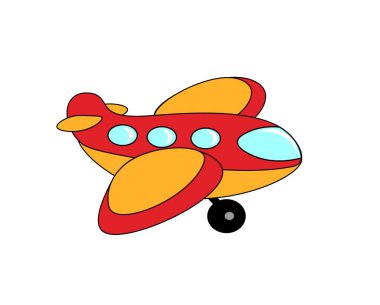 Beyaz arka planda çizgi film uçağı. Vektör illüstrasyonu