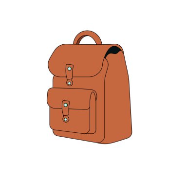 Beyaz arkaplanda bir çizgi film çantasının vektör illüstrasyonu