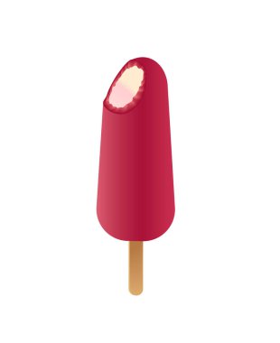 Dondurmanın ahududu kaplamalı 3 boyutlu illüstrasyonu