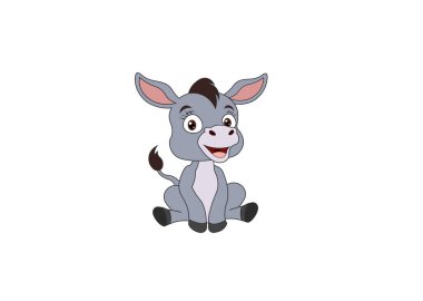 Beyaz arka planda neşeli bir eşeğin vektör çizimi