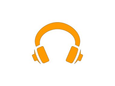 Beyaz arka planda logo için çizgi film kulaklıkları. Vektör illüstrasyonu