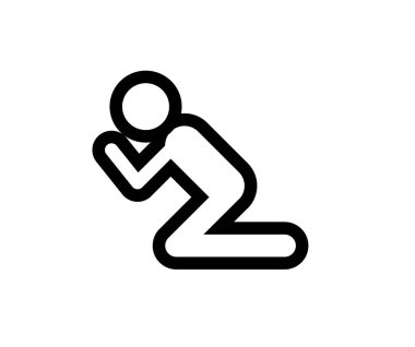 Dizlerinin üzerinde dua eden bir adamın silüetinin vektör çizimi