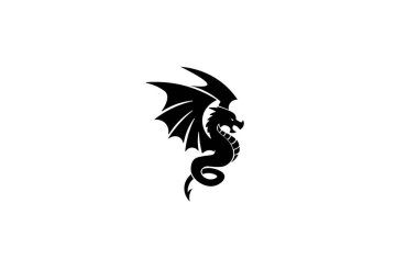 Logo için mavi ejderha siluetinin vektör çizimi