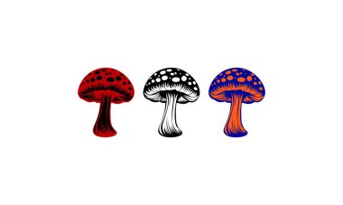 Cartoon mushrooms. Vector illustration, print for background, print on fabric, paper, wallpaper, packaging. clipart