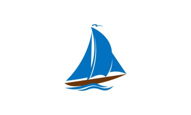 Bir logo için beyaz bir arka planda minimalist tarzda bir yelkenli gemisinin vektör çizimi