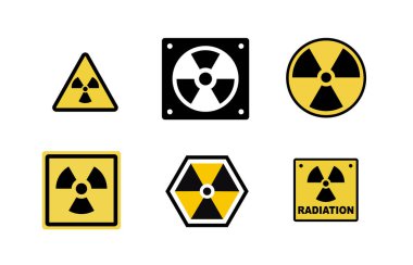 Radyasyon bölgesini gösteren işaretler. Vektör illüstrasyonu