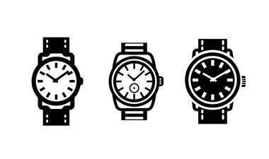 Klasik kol saatlerinin minimalist tarzda bir siluetinin vektör çizimi