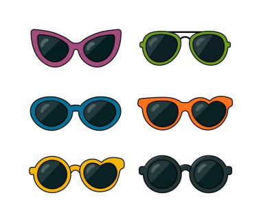 Beyaz arkaplanda çizgi film gözlükleri var. Vektör illüstrasyonu