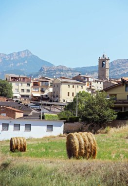 Büyük bir saman rulosuyla yaz manzarası