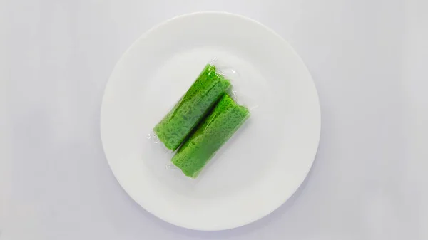 Grön Wrap Rulle Dadar Gulung Kaka Traditionella Livsmedel Från Asien — Stockfoto