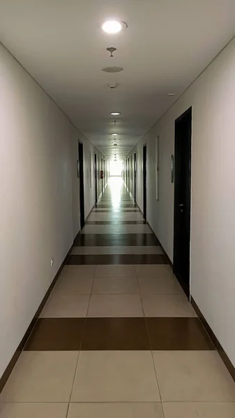 stock image Long corridor of a apartment building.