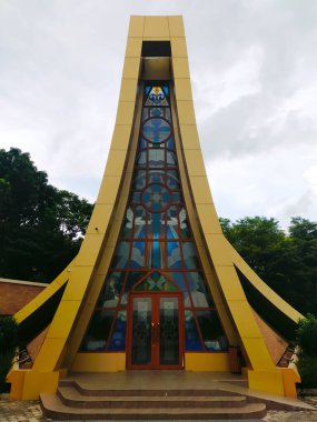 Saint Judas Thadeus Chapel, Catholic Church of christ in Batam, Riau Islands, Indonesia, beautiful architecture at he front view.