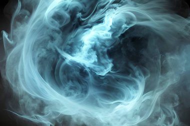 Beautiful turquoise dense smoke art background.