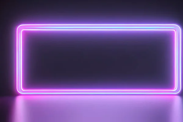 Bright violet standing neon light backdrop and background.